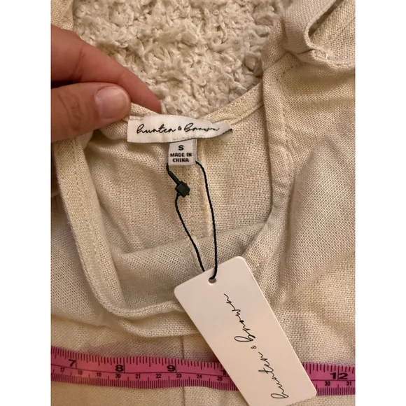 NWT Women's Hunter & Brown Beige Linen Blend Wide Leg Jumpsuit S - Picture 3 of 7